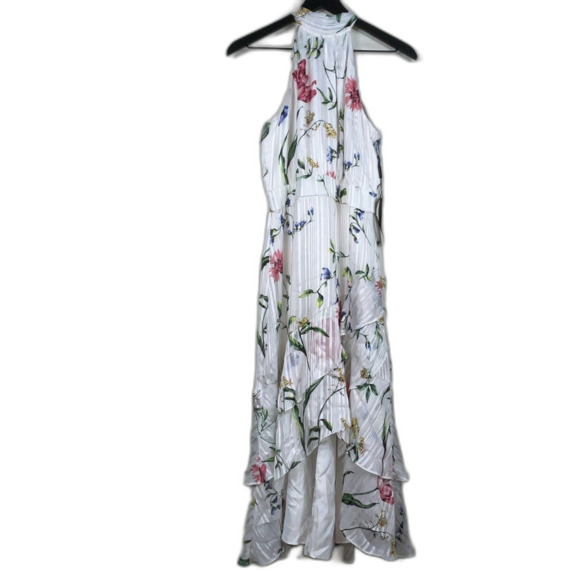 NEW WHITE HOUSE BLACK MARKET WHBM RUFFLE HALTER MIDI DRESS SZ 6 - Picture 5 of 7